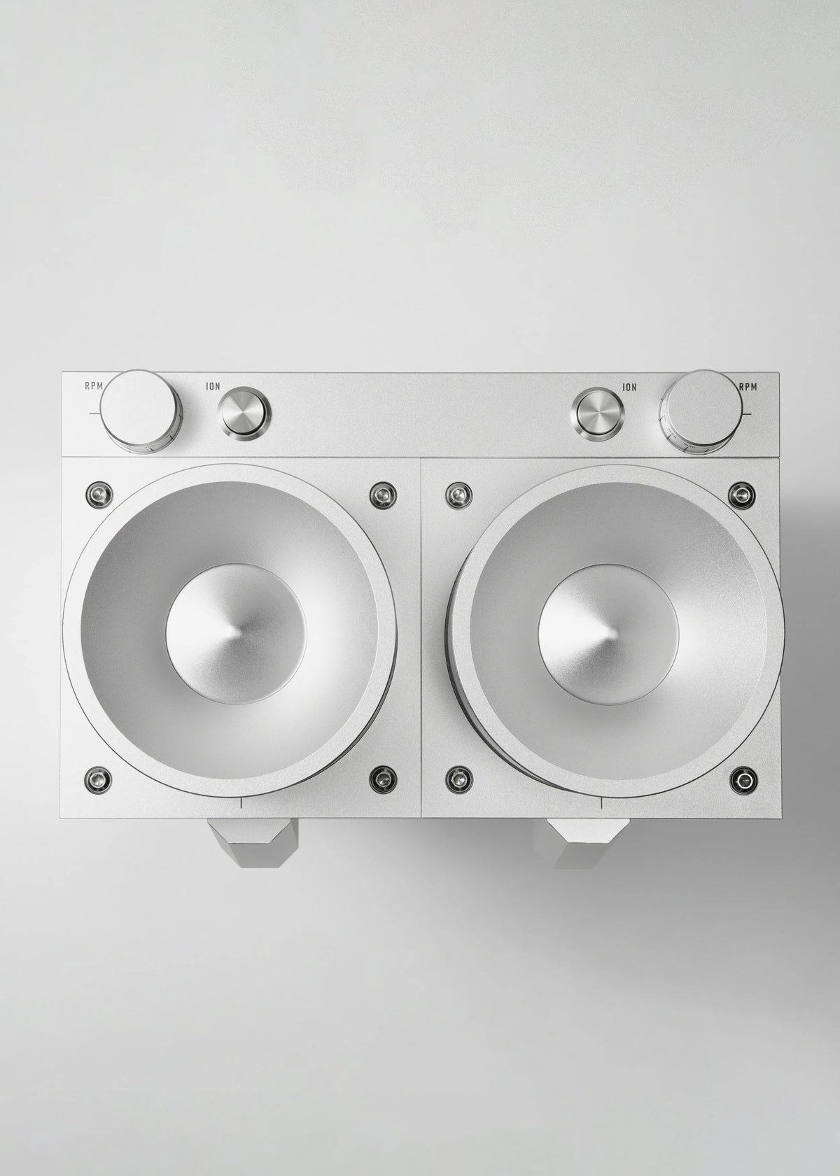 LAGOM GDS silver top view of twin hoppers