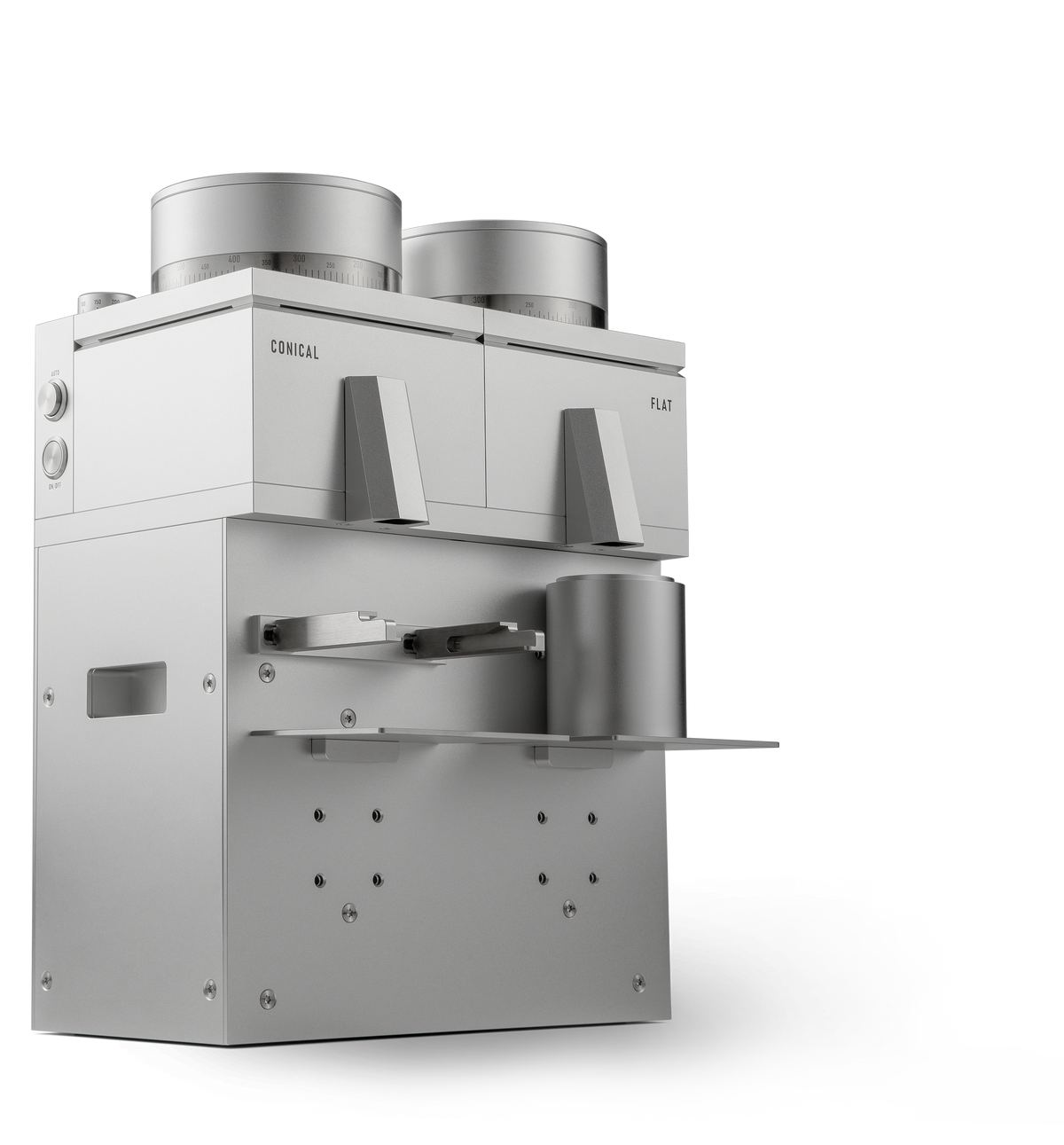 LAGOM GDS silver three-quarter view with portafilter holder