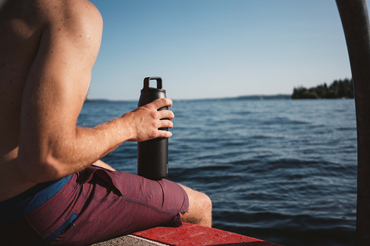 MiiR Wide Mouth Bottle 32oz Black lifestyle photo