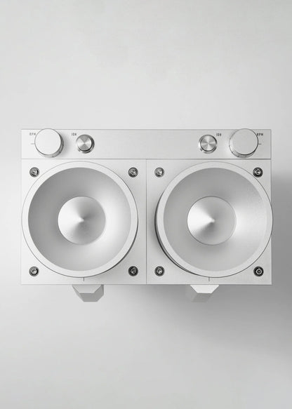 LAGOM GDS silver top view of twin hoppers