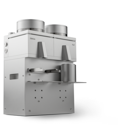 LAGOM GDS silver three-quarter view with portafilter holder